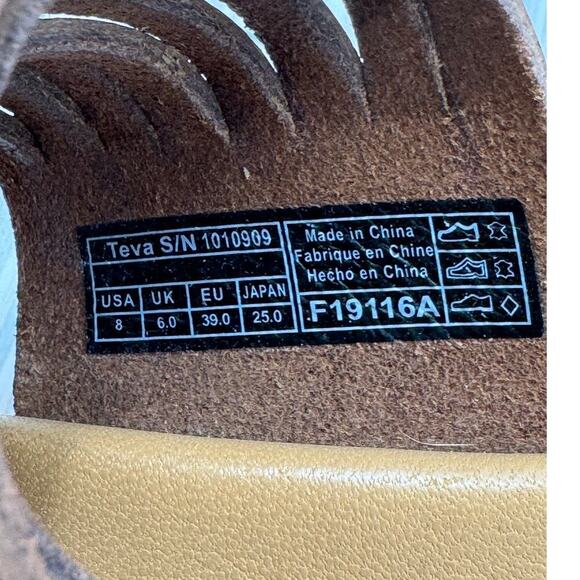 Teva 1010909 Arrabelle Brown Leather Wedge Slip On Sandal Shoes Women's 8 Summer - Picture 4 of 9